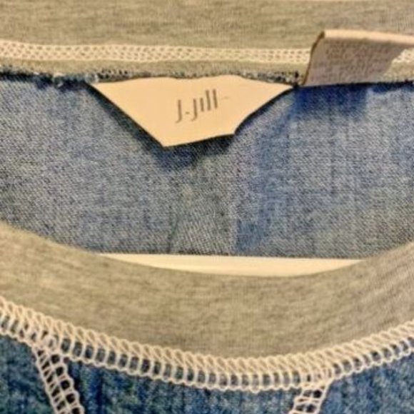 J Jill Blouse Long Sleeve Blue Denim Jeans Sz M - Picture 4 of 8